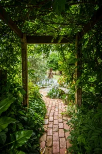 Garden path with bricks